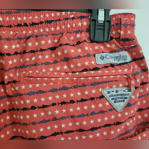 Columbia PFG Swim Trunks Mens Medium Red Pockets Mesh Lined Shorts Outdoor - Picture 7 of 7